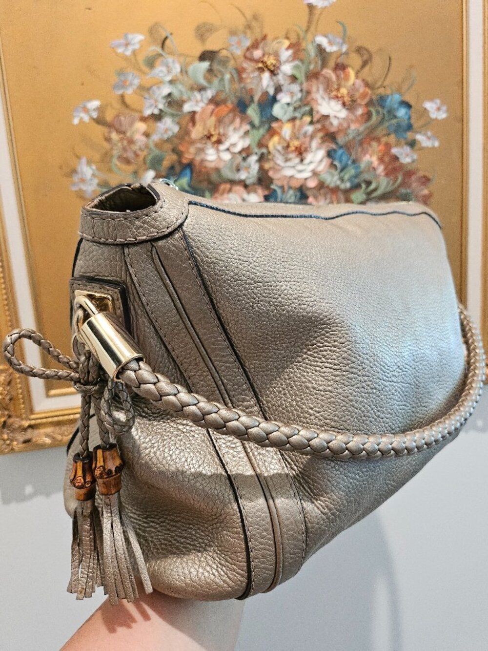 VGUC Gucci Bella Hobo Medium Metallic